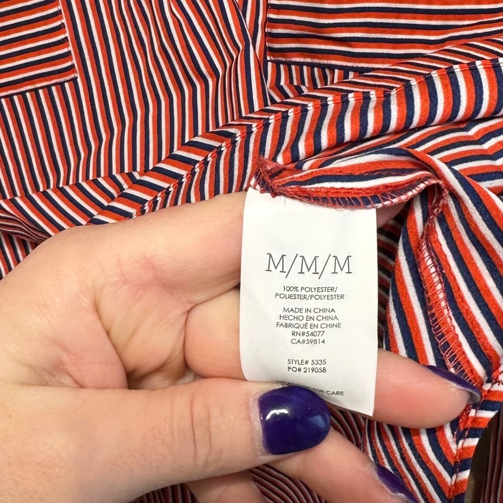 Cabi Franklin Blouse Red White Blue Stripe V Neck Pocket Blouse Top Women's M - Picture 7 of 10